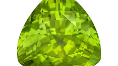 a light green and polished peridot gemstone