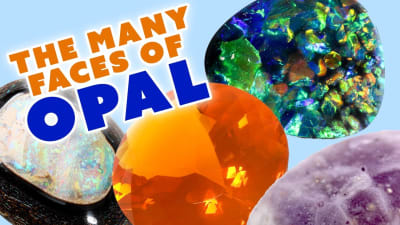 four different colored opal specimen