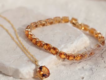 oval citrine gold necklace & tennis bracelet