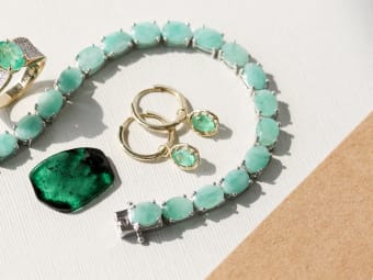 emerald gold earrings, emerald silver tennis bracelet, gold emerald
ring, emerald gemstones