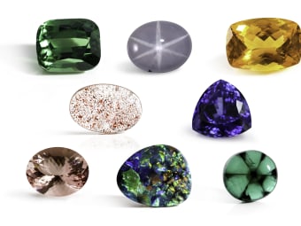 This is a collection of unique gemstones with different Mohs Hardness ratings.