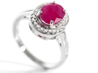 red kenya ruby in silver ring