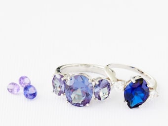 blue and violet sapphire silver rings and sapphire gemstones