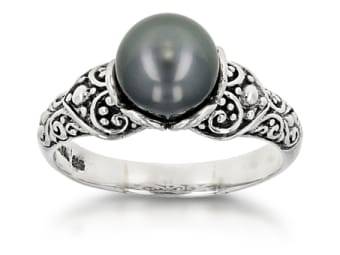 black pearl set in silver