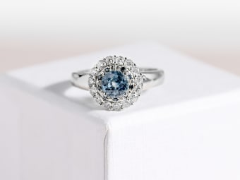 modern style blue zircon silver ring