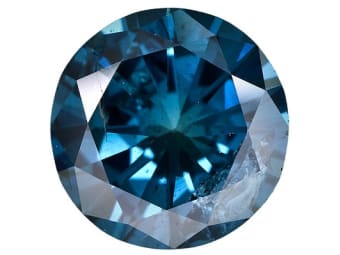 round brilliant shaped blue diamond