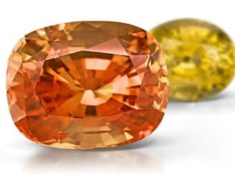 emerald and pear cut orange and yellow sapphires