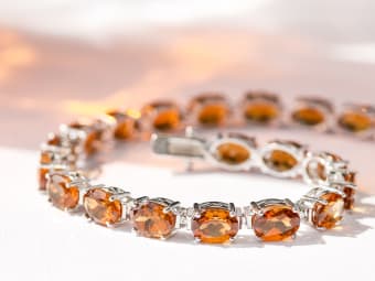 hessonite garnet silver tennis bracelet