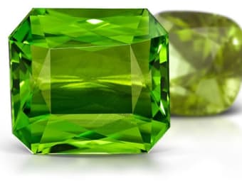 two emerald cut green pakistani peridot