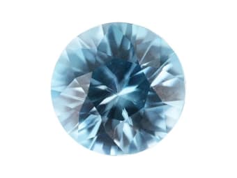 round brilliant shaped blue zircon gemstone