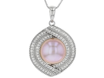 pink pearl pendant set in silver