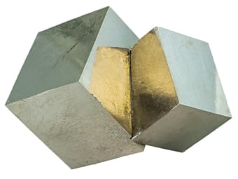 two metallic squared gold pyrite