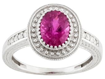 Dark pink rubellite silver ring