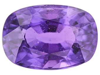 This purple, faceted sapphire has a Mohs Hardness rating of nine.
