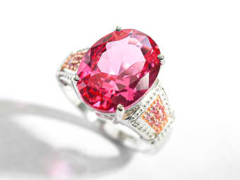 large oval cut pink sapphire silver sapphire ring