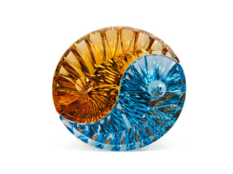 round bi-color orange and round topaz gemstone