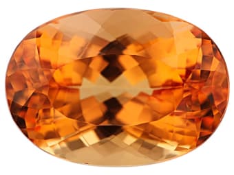 This orange, faceted topaz has a Mohs Hardness rating of eight.