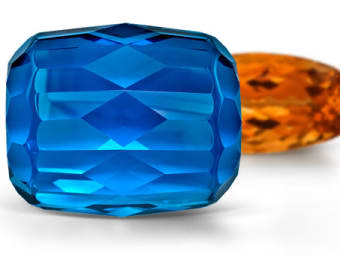 blue and orange topaz gemstones