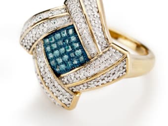 modern style blue and white diamond ring