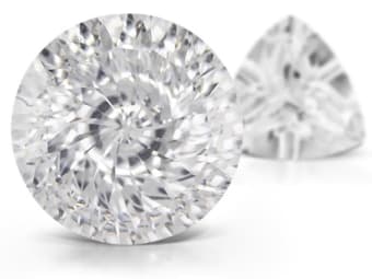 two faceted and polished cubic zirconia gemstones