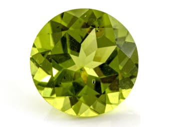 polished and faceted green peridot gemstone