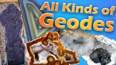 a group of different types of geodes
