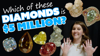 A gemologist shows off beautiful and expensive diamonds.