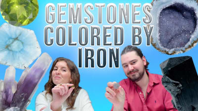 Gemologists inspect gemstones colored by iron.