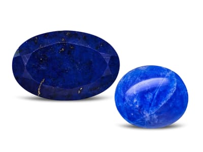 Faceted lapis lazuli and faceted sodalite