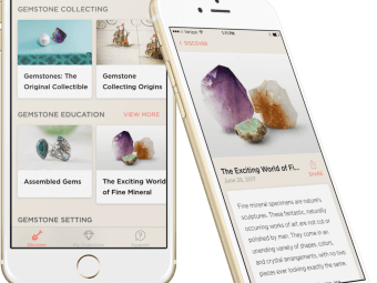 Mobile phone displaying Gemstone Discovery App 