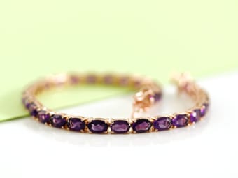 amethyst gold tennis bracelet 