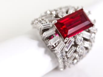 lab created ruby in silver ring 