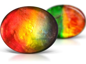oval shaped multi-colored ammolite doublet gemstones 
