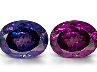 purple and magenta oval shaped color-change garnet 