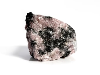 rough pink and black rhodolite geode 
