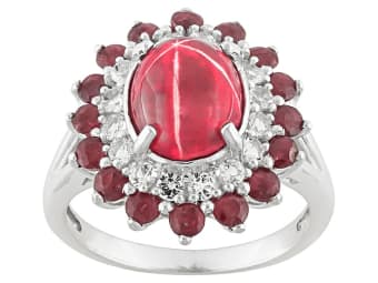flame fusion lab created ruby in silver ring 