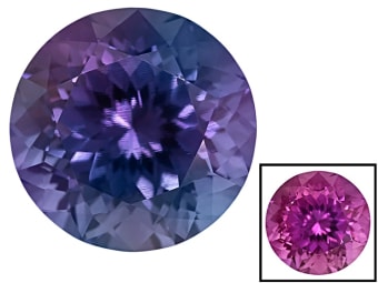 This is a sapphire gemstone changing color from purplish-blue to pink. 