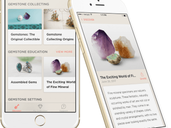 Mobile phone displaying Gemstone Discovery App