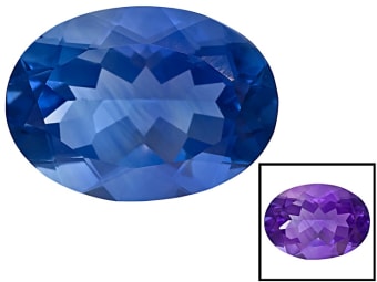 This is a fluorite gemstone changing color from blue to purple. 