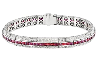 Red ruby silver bracelet 