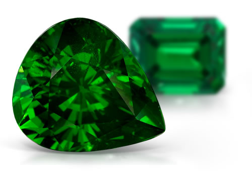 Green tsavorite gemstone