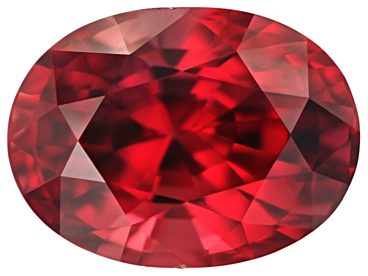 red crystal of natural origin. close up of crystals in ruby color on black  background Stock Photo